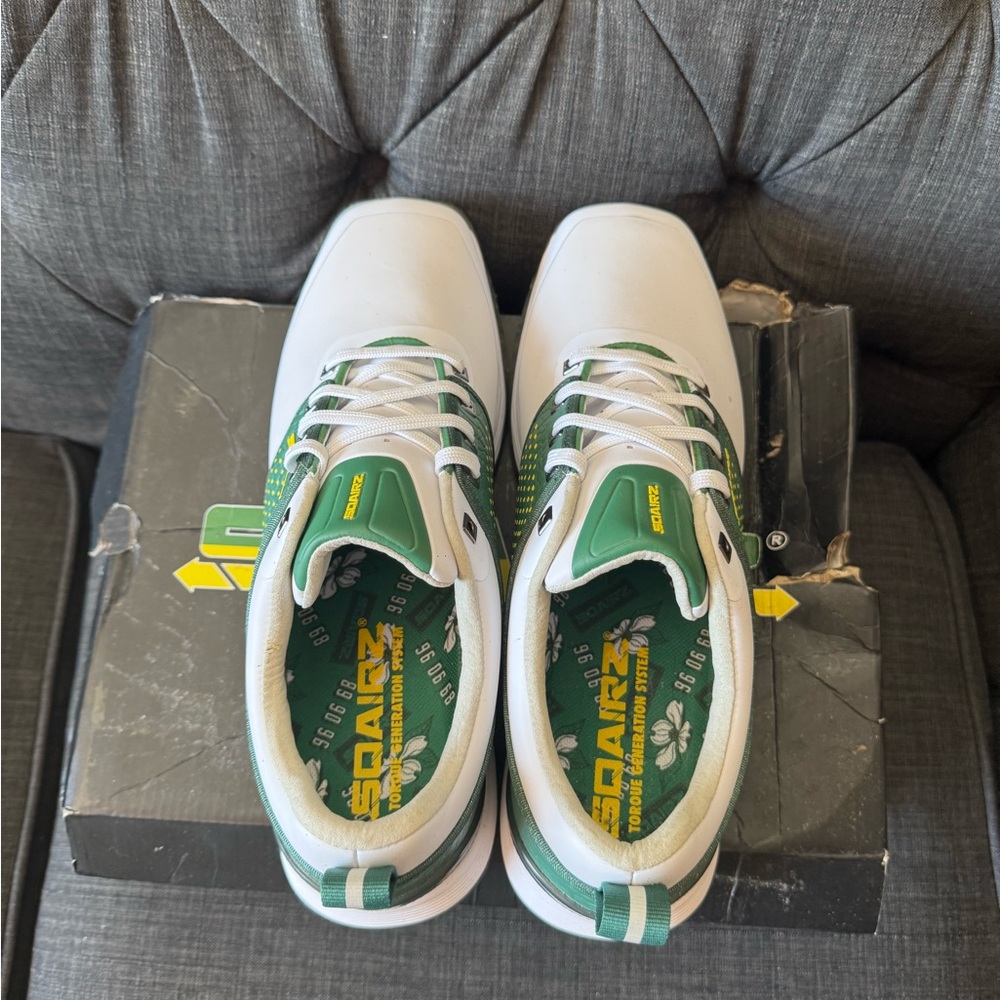 NWT SQAIRZ Limited Edition Augusta Arrow Green and White Golf Shoes, men’s 11.5 - Picture 5 of 11